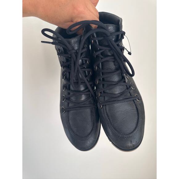 SOREL Harlow Women's Leather Lace-Up Ankle Boots - Black, Size 7 - Picture 2 of 7